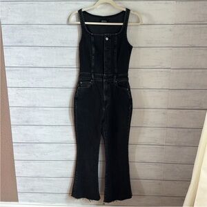 Etica Black Front Crop Flare Jumpsuit